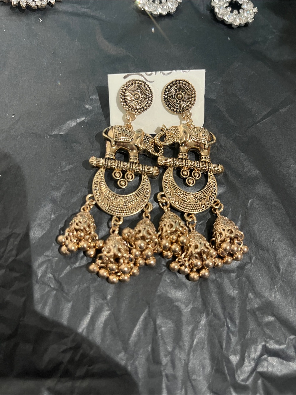 Gold Tone Elephant Dangle Earrings - Women Jewelry